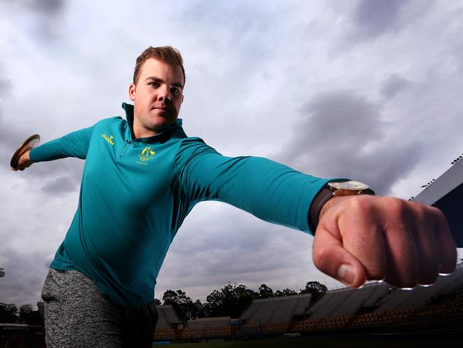 Matthew Denny puts his discus throwing through its paces. Picture: Adam Head