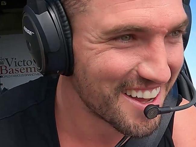 Corey Oates doing the KIIS97.3 traffic report from a helicopter. Photo: KIIS97.3.