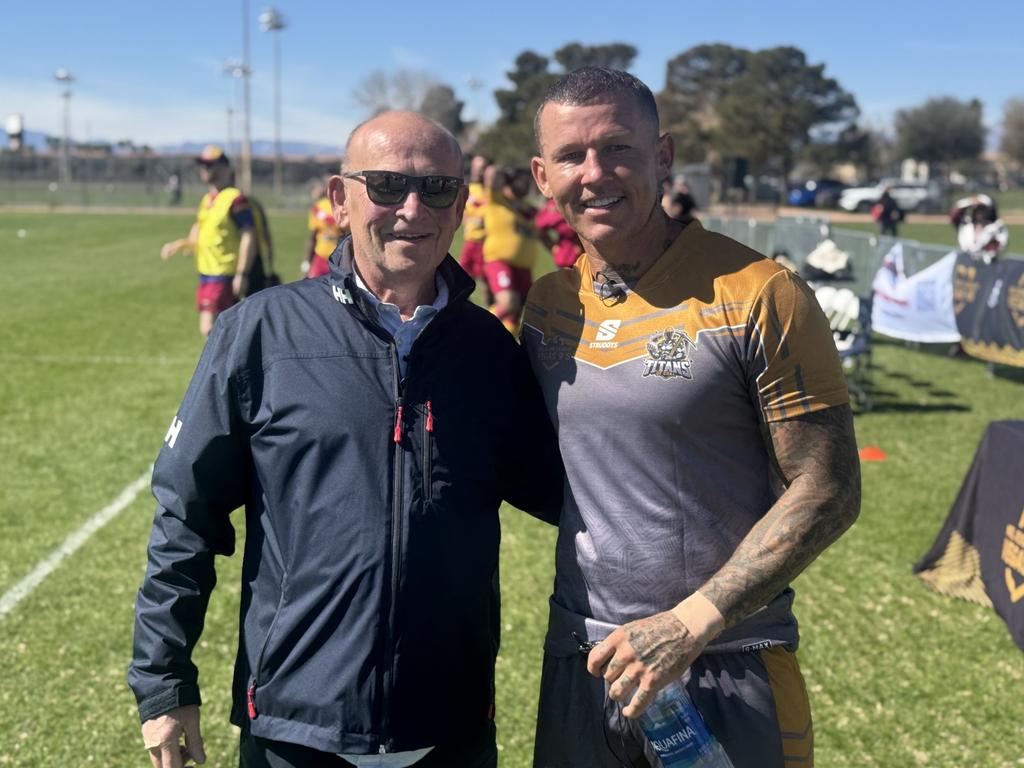 Todd Carney (right) and Phil "Buzz" Rothfield at the Vegas 9's tournament. Picture: DTTV