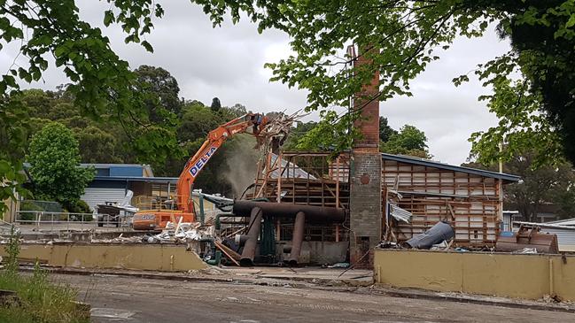 Demolition work continues at the abandoned Croydon Secondary College and Melba College’s junior campus. Picture: Kiel Egging.