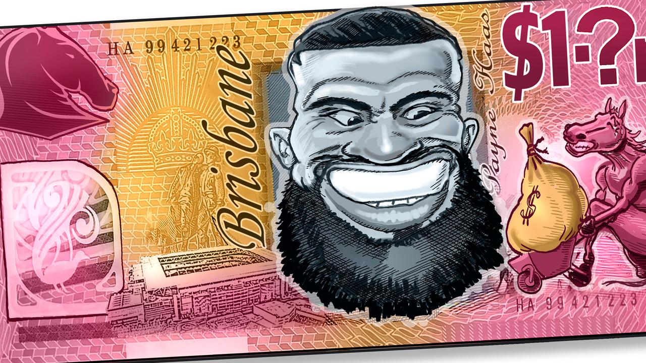 Brisbane Broncos money man, Payne Haas. Art: Scott 'Boo' Bailey
