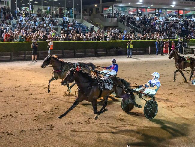 Don Hugo wins the Inter Dominion Pacers Final at Menangle on December 14, 2024. Picture: Brett Atkins, HRNSW