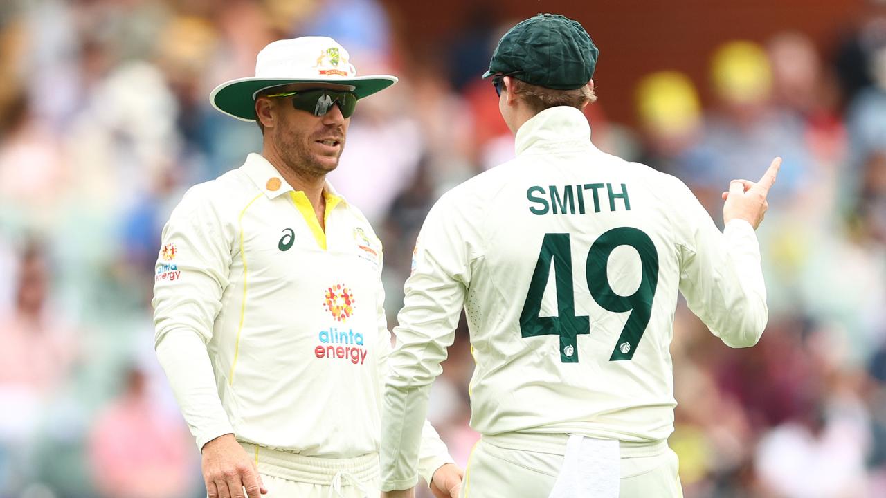 Australian teammates David Warner and Steve Smith. Picture: Chris Hyde