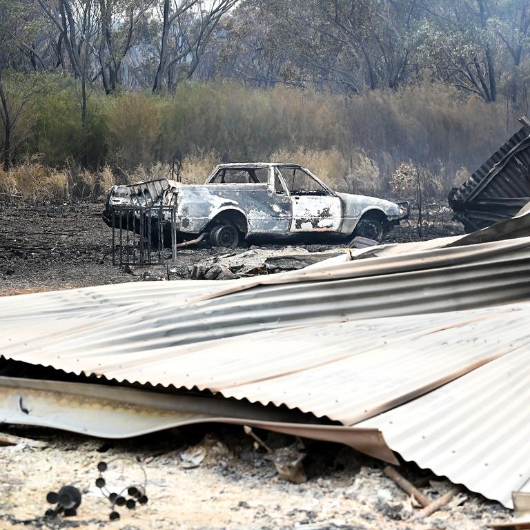 One of the homes lost in the fires. Fire damage around Dalveen (near Warwick) Bushfires burning through the Southern Downs regional area near the Queensland to NSW border. Picture: NCA NewsWIRE / John Gass