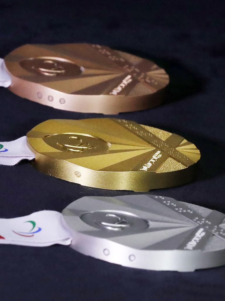 The Tokyo Paralympics medals feature braille and indents on the side. Picture: Getty Images