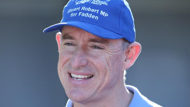 Member for Fadden Stuart Robert at the Labrador polling booth on the Gold Coast. Pic by Luke Marsden.