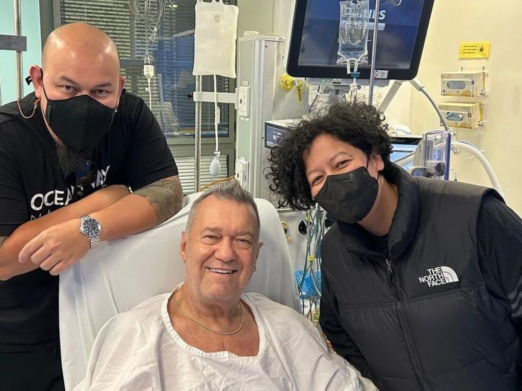 Jimmy Barnes with his daughter Mahalia and son Jackie. Picture: Instagram