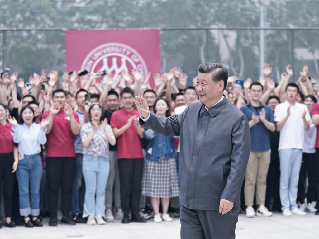 Xi Jinping visits the Renmin University campus in Beijing. Picture: Xinhua