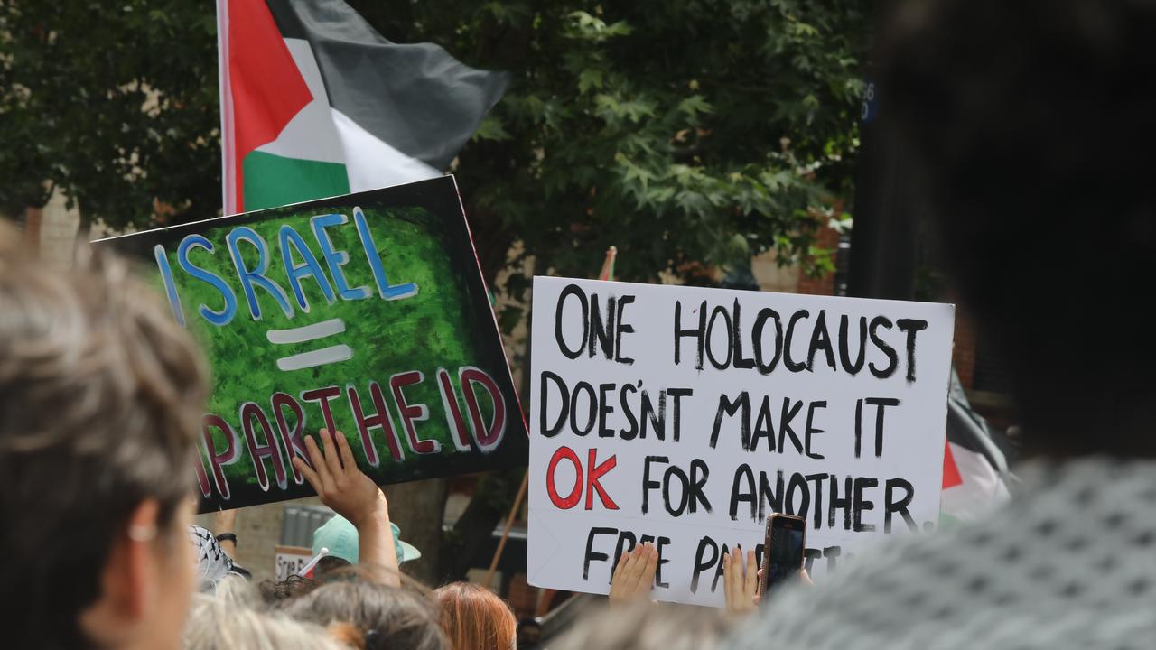 Rally for Palestine on Parliament House steps. Picture: Dean Martin