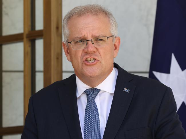 Scott Morrison said GPs and Pharmacists would receive $10 extra from the federal government for administering the booster shot. Picture: NCA NewsWire / Gary Ramage