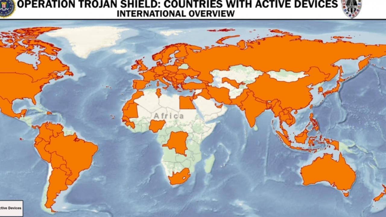 AN0M infiltrated hundreds of criminal syndicates, as seen here by the orange countries.
