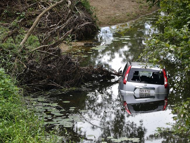 A stolen car has been found dumped in the Bohle River near a Dalrymple Road overpass. PICTURE: MATT TAYLOR.