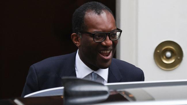 Britain's dismissed Chancellor of the Exchequer Kwasi Kwarteng walks out of Number 11 Downing Street in London on Friday. Picture: AFP