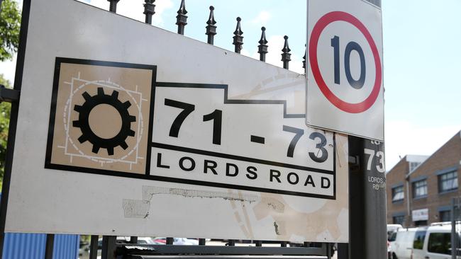 The entrance to the Lords Rd site in Leichhardt.