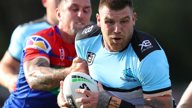 Josh Dugan struggled in the Sharks’ loss to the Knights. Picture: Getty Images