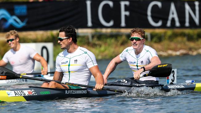 Gold Coast kayakers Riley Fitzsimmons and Jordan Wood. Picture: Suzsanna Vekassy