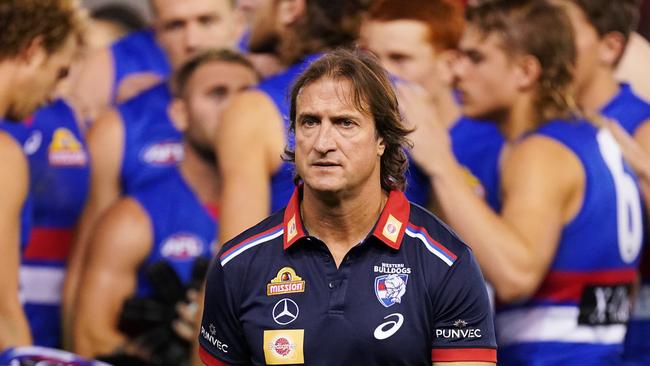 Luke Beveridge and the Dogs have struggled to start 2020. Picture: AAP Images