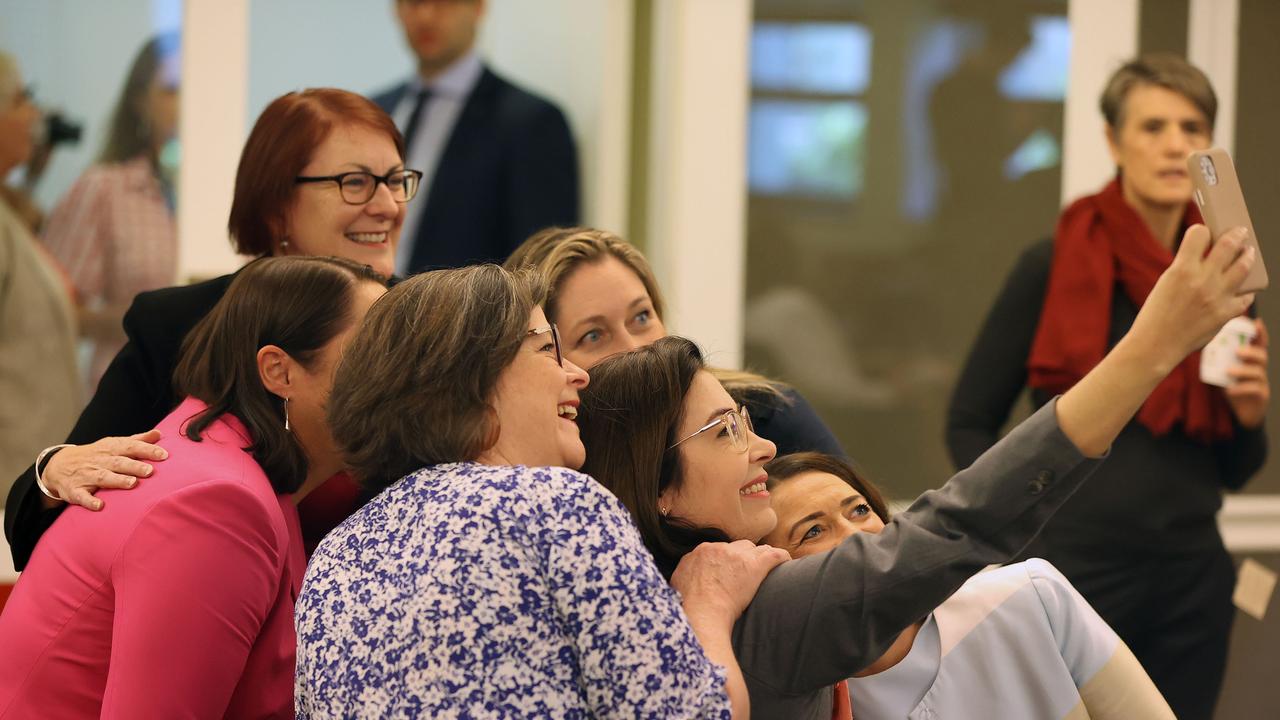 Labor’s Terri Butler takes a selfie with other women in the Labor Party. Picture: NCA NewsWire / Gary Ramage