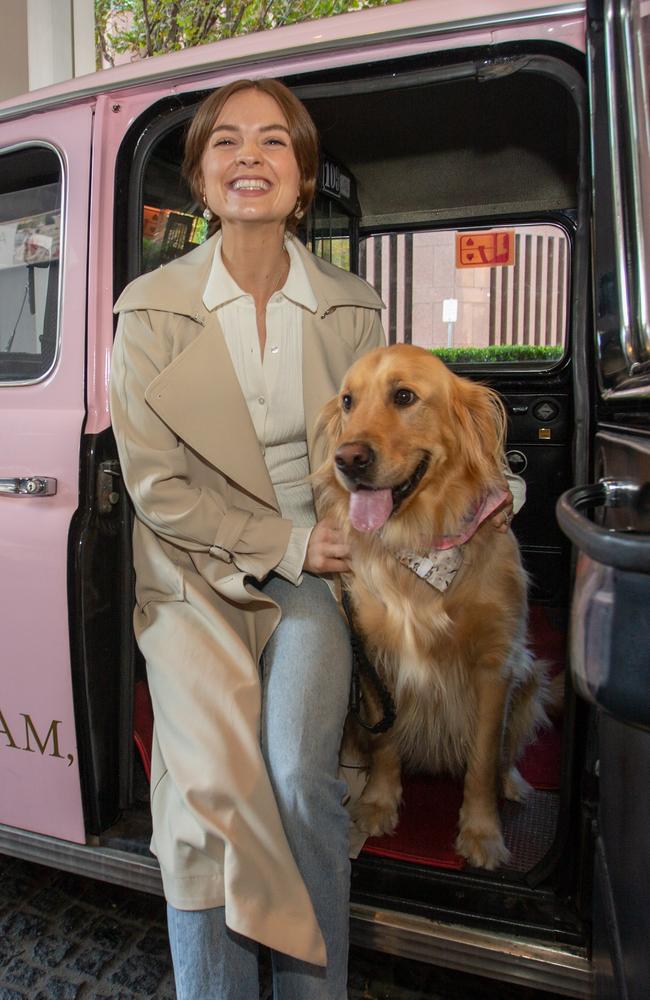 Laura Henshaw with her dog Bill at the launch of the Mother's Day Classic at The Langham. Picture: Darren McNamara