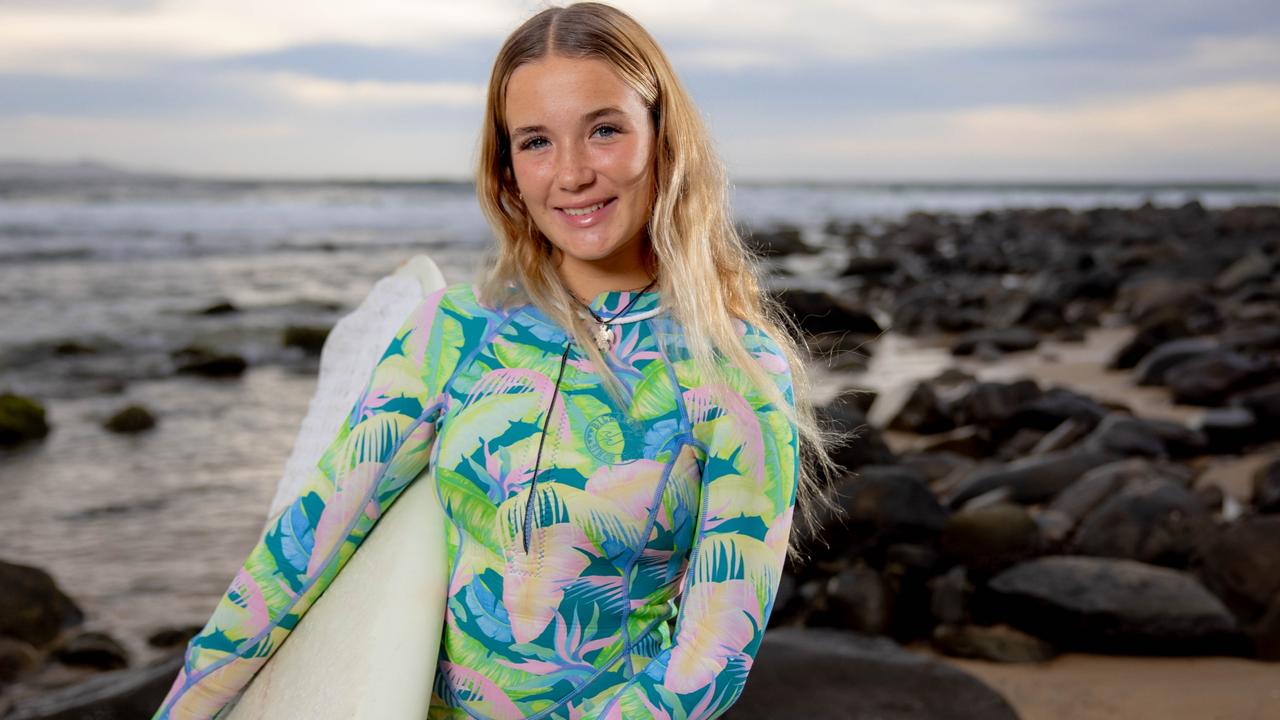 Australian surfer Olivia Ottaway pictured at her local break Crescent Head. Olivia was injured overseas surfing at Teahupo’o French Polynesia. Pic: Lindsay Moller,