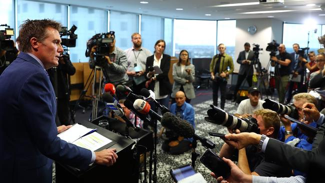 Attorney-General Christian Porter speaks during a media conference in Perth last week. Picture: Getty Images