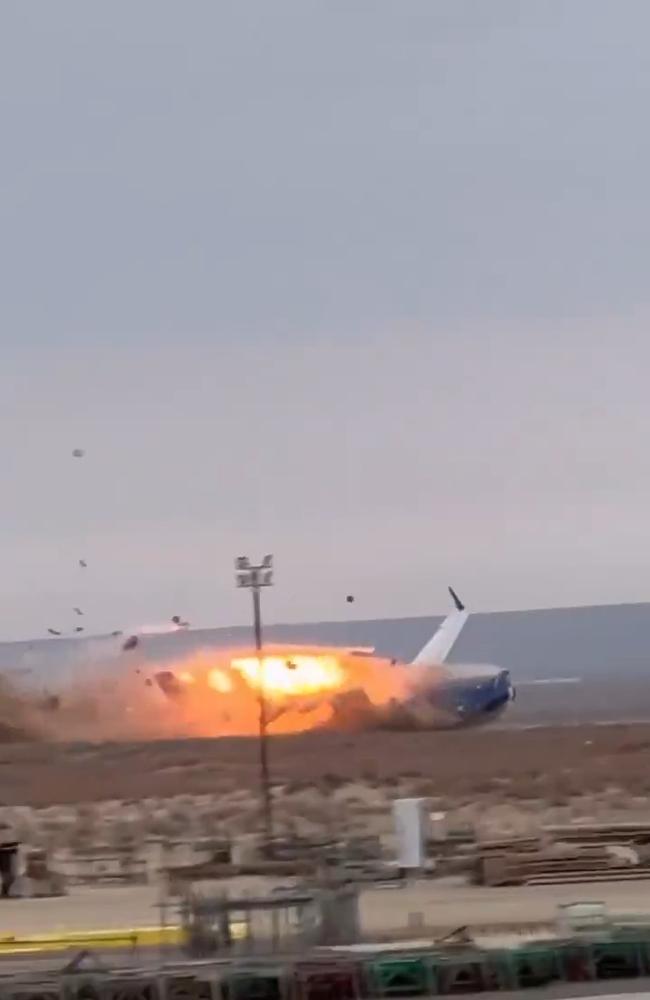 An Azerbaijan Airlines passenger plane crashes near the city of Aktau, Kazakhstan December 25, 2024. Picture: X