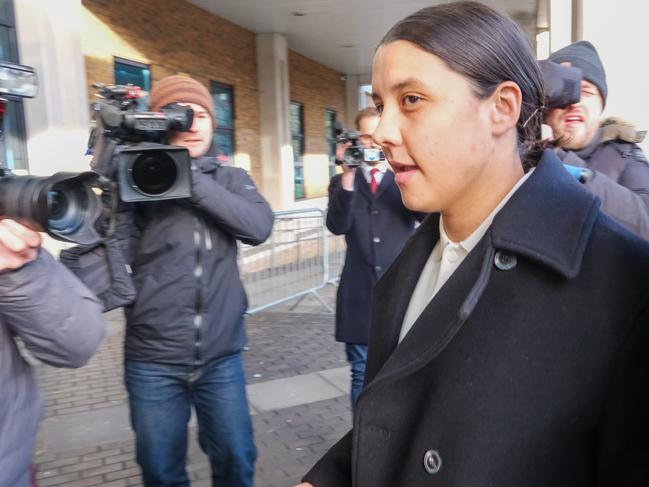 Matilda captain and Chelsea striker Samantha Kerr at Kingston Crown Court for day three of her trial on February 5, 2025 to contest the charges of  allegedly racial harrassing a police officer. Picture: Jacquelin Magnay