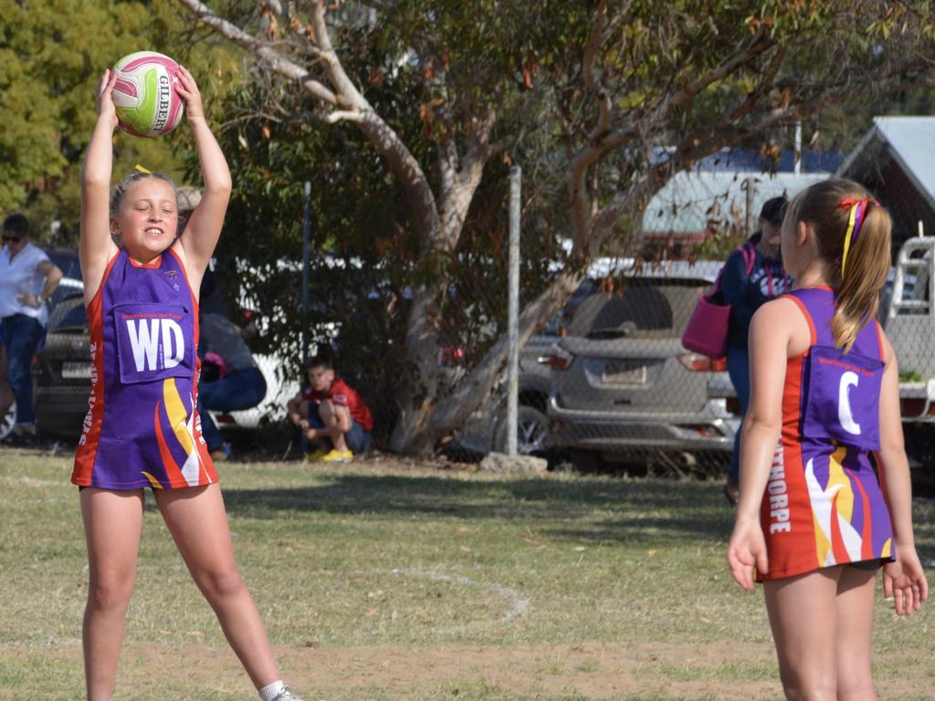 Stanthorpe netballer Isabella Jackson competing in Roma on Sunday.