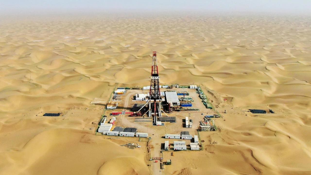 China has begun digging a 10,000m hole in the oil-rich region of Xinjiang. Picture: Xinhua News Agency