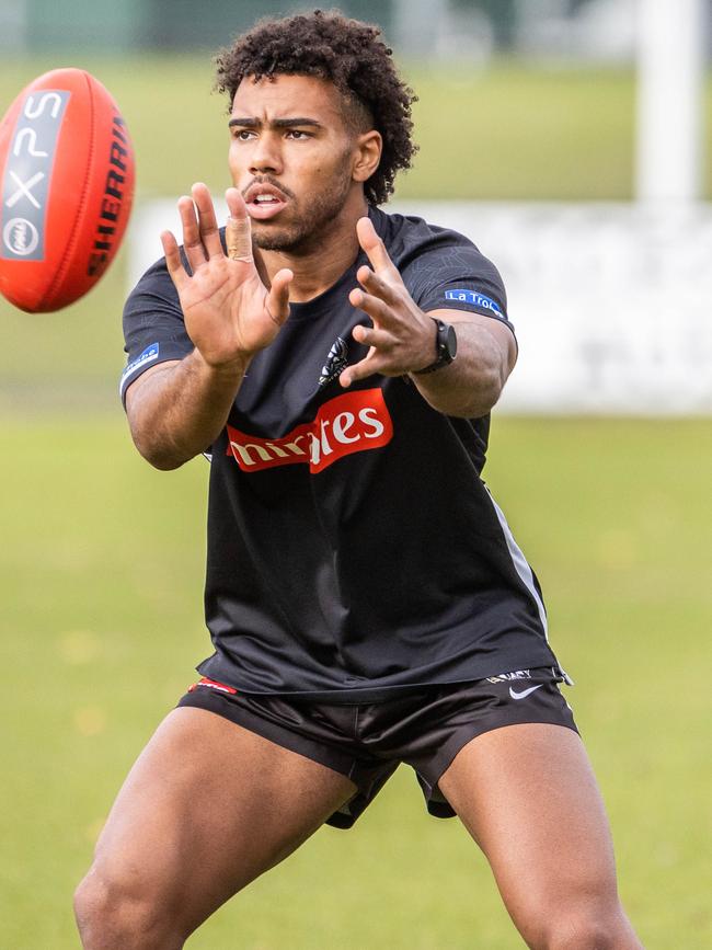 Magpies up-and-comer Isaac Quaynor. Picture: Jake Nowakowski