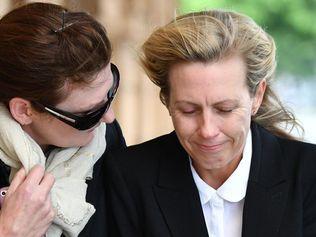 Sonia Ruth Mackay, right, outside the District Court. Picture: AAP/David Mariuz.