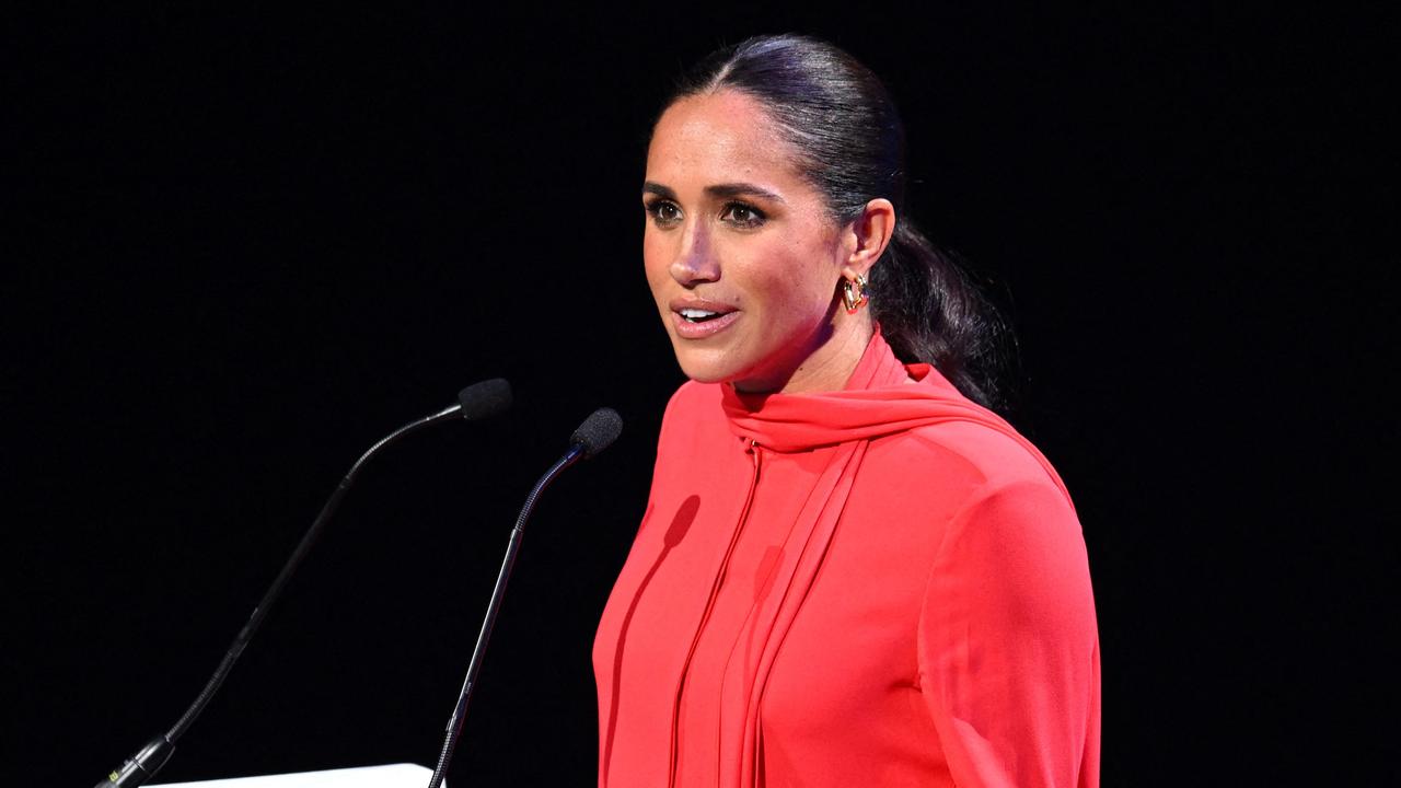 Meghan, Duchess of Sussex delivers a speech on stage during the annual One Young World Summit in Manchester, northwest England on September 5, 2022. Picture: Oli Scarff/AFP