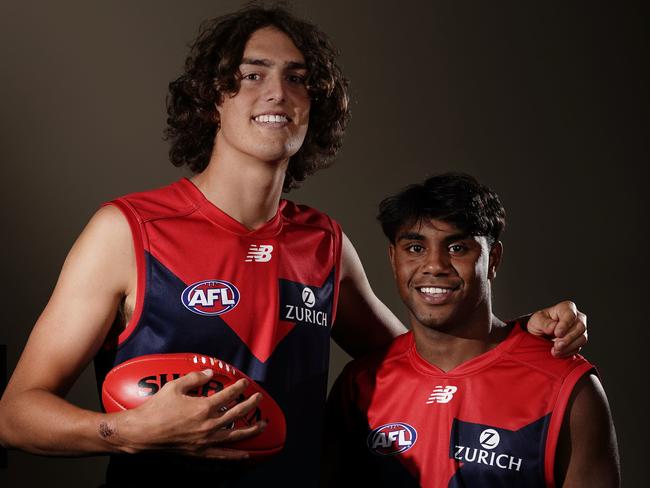 Demons draft pair Luke Jackson and Kysaiah Pickett. Picture: AAP