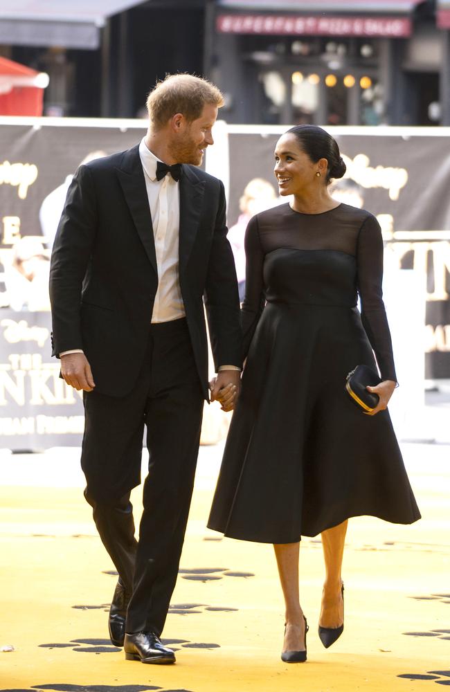 Prince Harry, Duke of Sussex, and Meghan, Duchess of Sussex, at the European premiere of Disney's ‘The Lion King’.