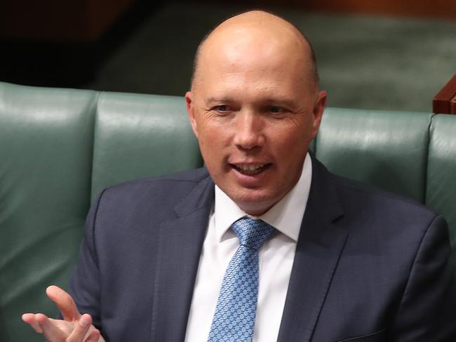 Home Affairs Minister Peter Dutton in Question Time in the House of Representatives Chamber, Parliament House in Canberra. Picture Kym Smith