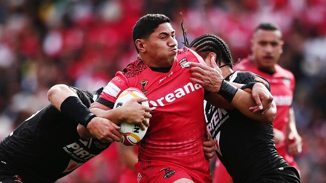 Jason Taumalolo of Tonga on the charge.