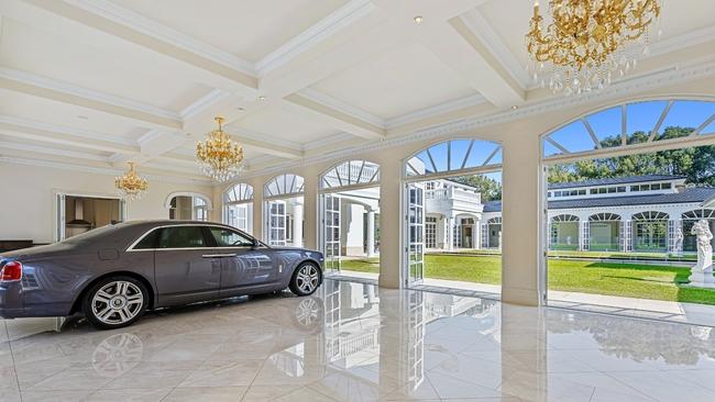 The height of decadence, chandeliers for the luxury garage.