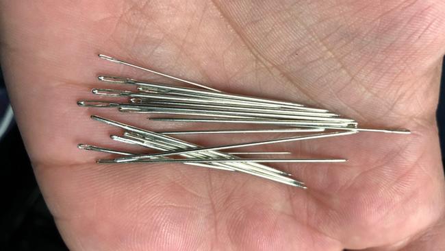 Anthony Artusa was shocked to find about 20 needles poking out of his seat when he sat down. 