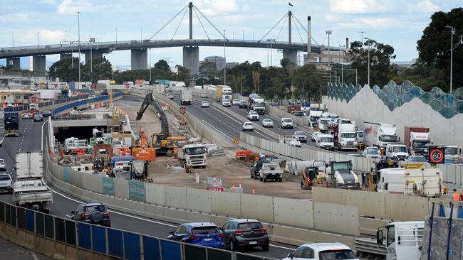 West Gate Tunnel construction works near Williamstown Rd. Picture: Andrew Henshaw