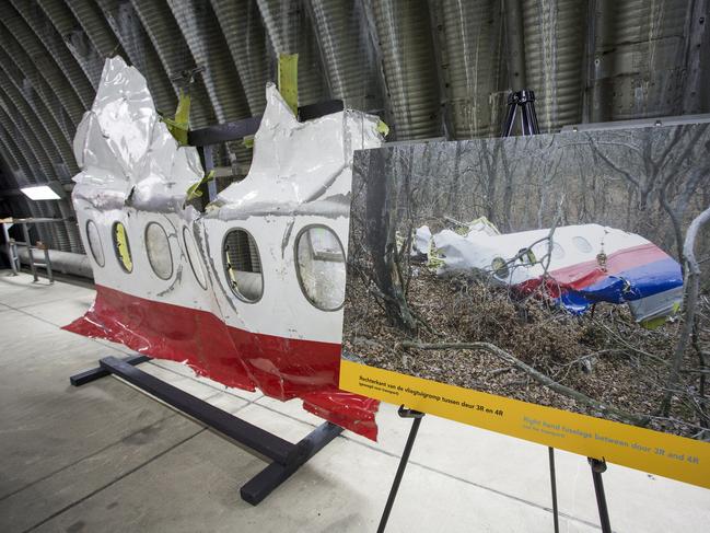 Fragments of the plane at the Gilze-Rijen air base in The Netherlands. Picture: Ella Pellegrini