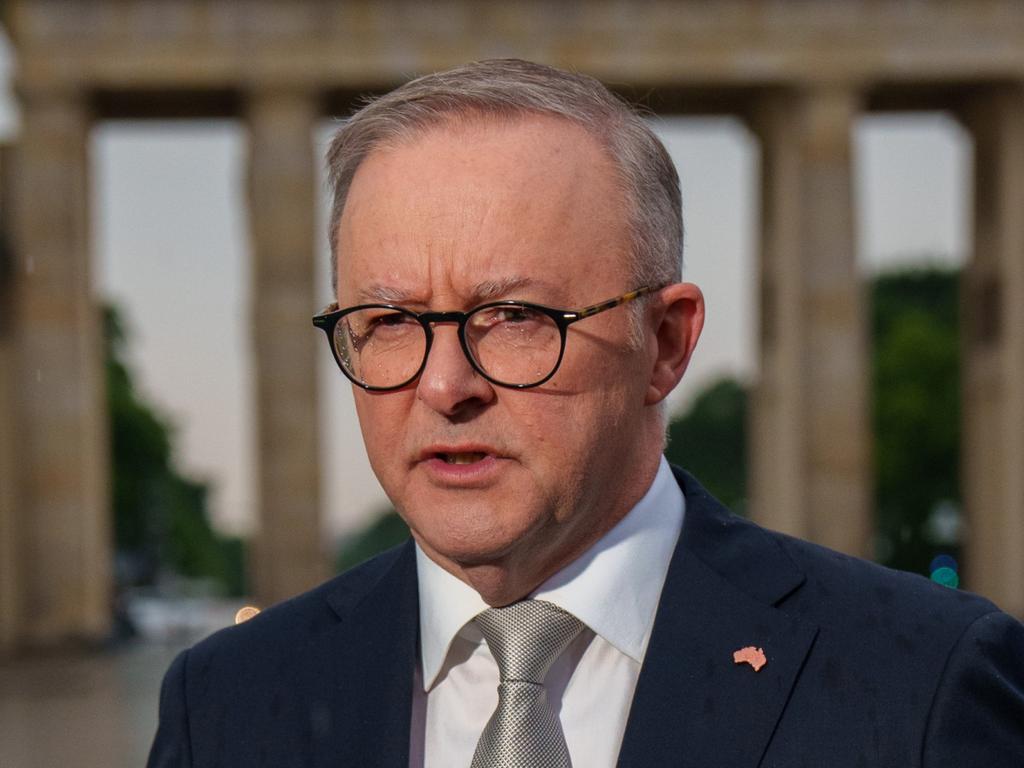 Australian Prime Minister Anthony Albanese, pictured in Berlin, on Monday. Picture: Twitter