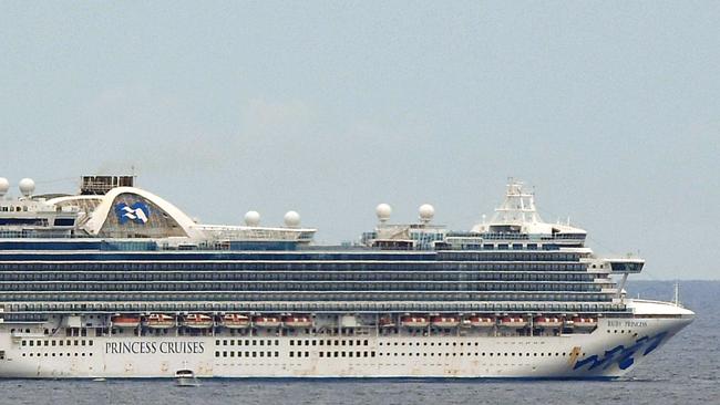 The Ruby Princess cruise ship in waters off Sydney on Monday. Picture: AAP