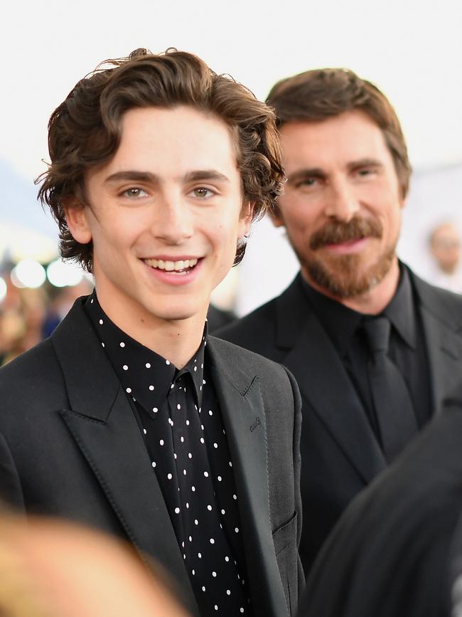 Timothee Chalamet and Christian Bale. Picture: Getty