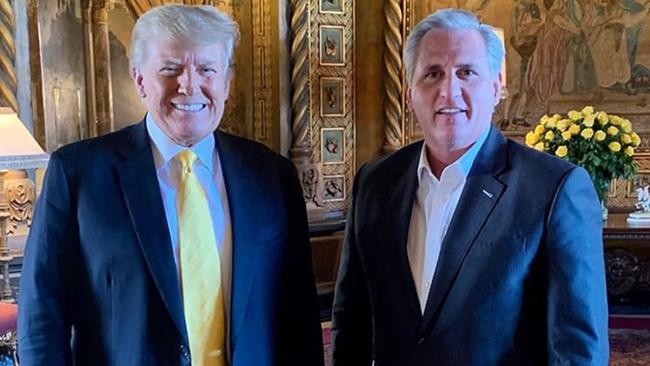 Danald Trump and House Minority Leader Kevin McCarthy at Mar-a-lago last week. Picture: Save America PAC