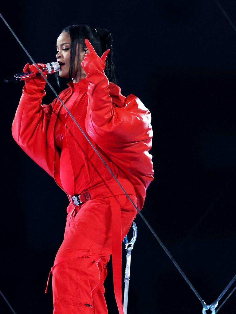 Rihanna on-stage. Getty Images via AFP