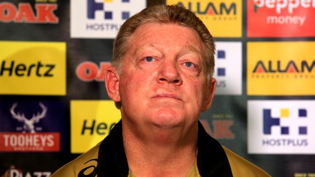 Phil Gould talks to the media about Cartwright. Photo: Adam Taylor