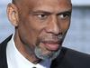 Retired professional basketball player Kareem Abdul-Jabaar addresses delegates on the fourth and final day of the Democratic National Convention at Wells Fargo Center on July 28, 2016 in Philadelphia, Pennsylvania.   / AFP PHOTO / SAUL LOEB