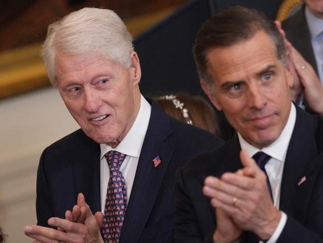 Former US president Bill Clinton with Hunter Biden, the son of US President Joe Biden, at the White House. Picture: AFP