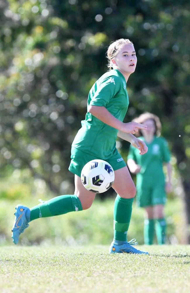 Football Queensland Community Cup carnival, Maroochydore. U13-14 girls, Sunshine Coast V Darling Downs. Picture: Patrick Woods.