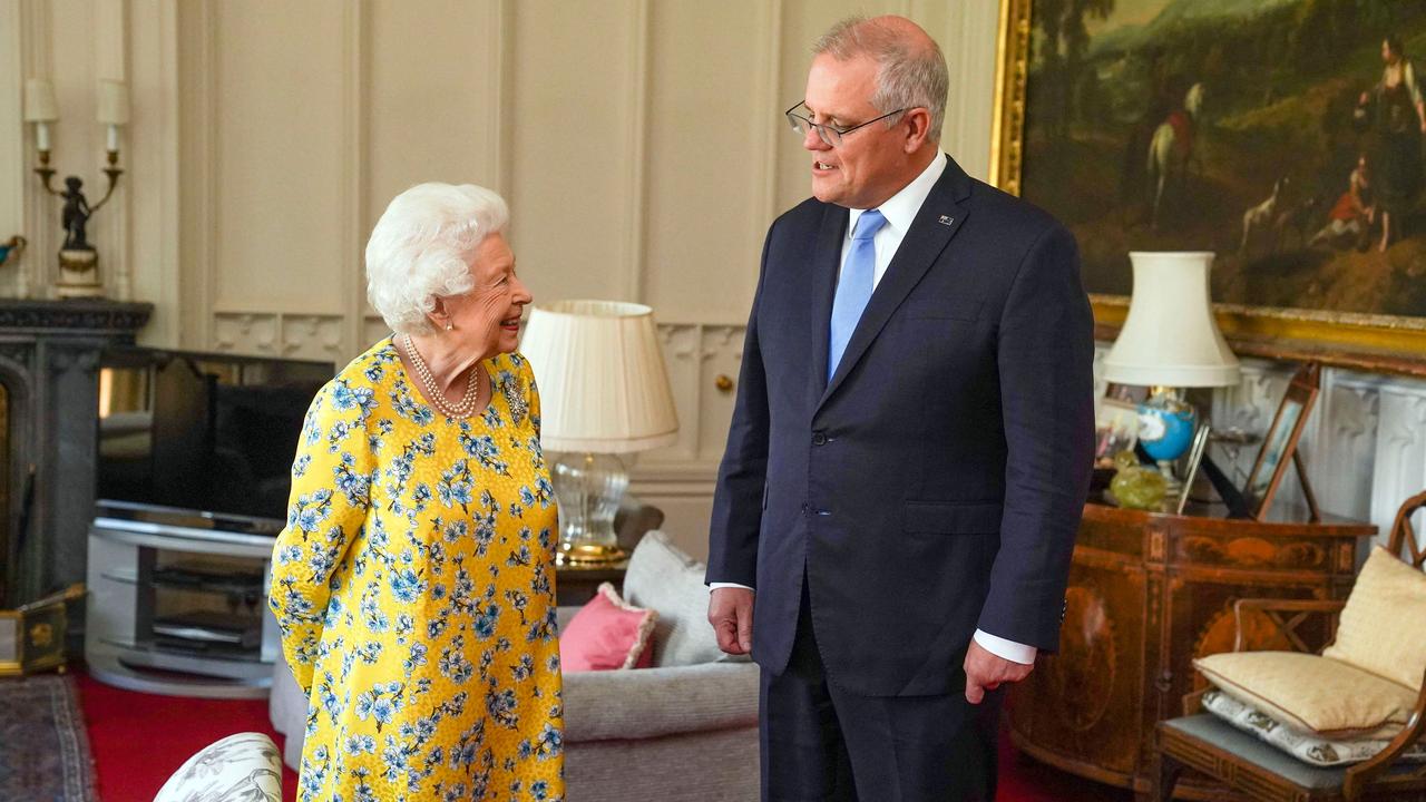 Ex-prime minister Scott Morrison met the Queen a number of times, including at Windsor Castle in 2021. (Photo by Steve Parsons / POOL / AFP)